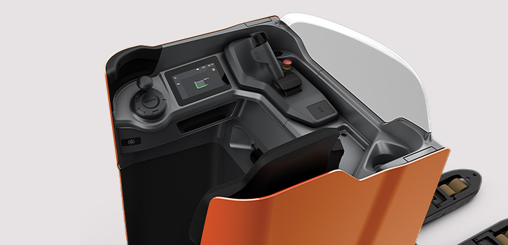 Toyota BT Levio stand-in LSI powered pallet truck with ergonomic operator compartment